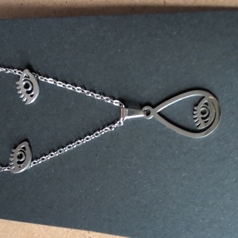 Stainless Steel Eye Pendant Necklace Set